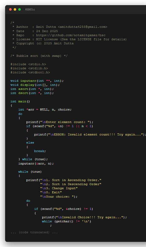 Bubble sort (with swap)